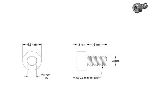 Blue Aluminum M3 X 6mm Socket Head Screw - (16 Pack)